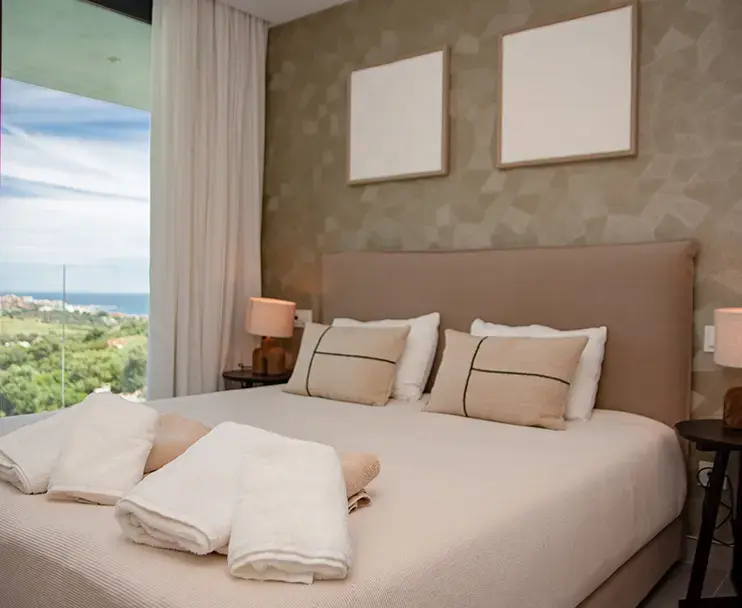 Bedroom in a high-end vacation rental in Spain
